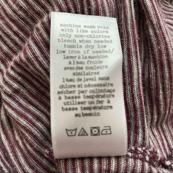 Rag & Bone/Jean Stripe Crewneck Tee Burgundy Size Medium - Picture 8 of 9